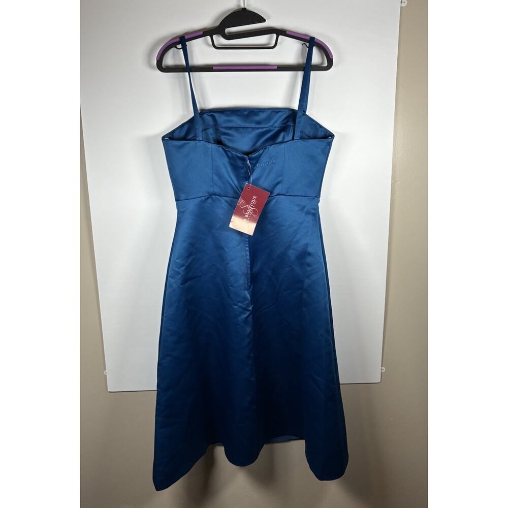 SB Boutique Bridesmaids Size 10 Blue Satin Cocktail Dress NWT Sample Unique - Picture 2 of 7